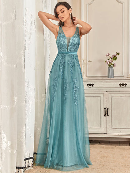 Weitese Maxi Long Elegant Ethereal Tulle Evening Dress