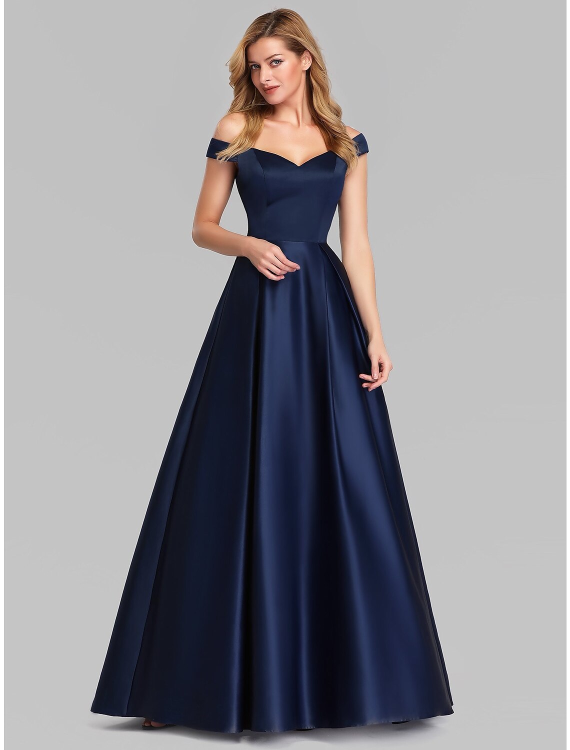 Weitese A-Line Evening Gown Party Dress Elegant & Luxurious Dress Wedding Guest Formal Evening Floor Length Sleeveless Plunging Neck Satin with Ruched