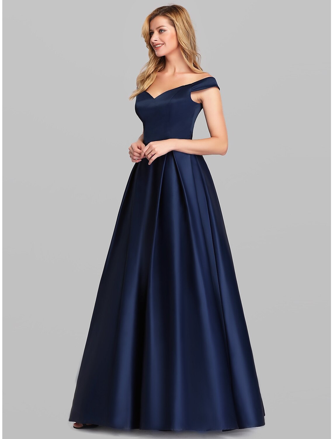 Weitese A-Line Evening Gown Party Dress Elegant & Luxurious Dress Wedding Guest Formal Evening Floor Length Sleeveless Plunging Neck Satin with Ruched