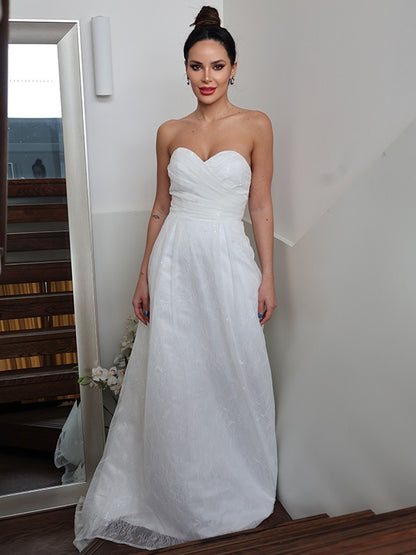 Ruched Sweetheart Sleeveless Sweep/Brush Train Wedding Dresses