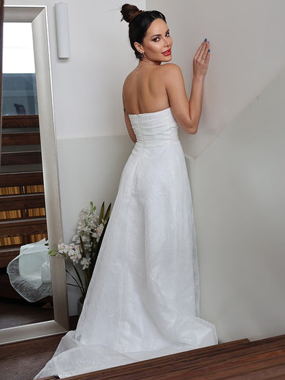 Ruched Sweetheart Sleeveless Sweep/Brush Train Wedding Dresses