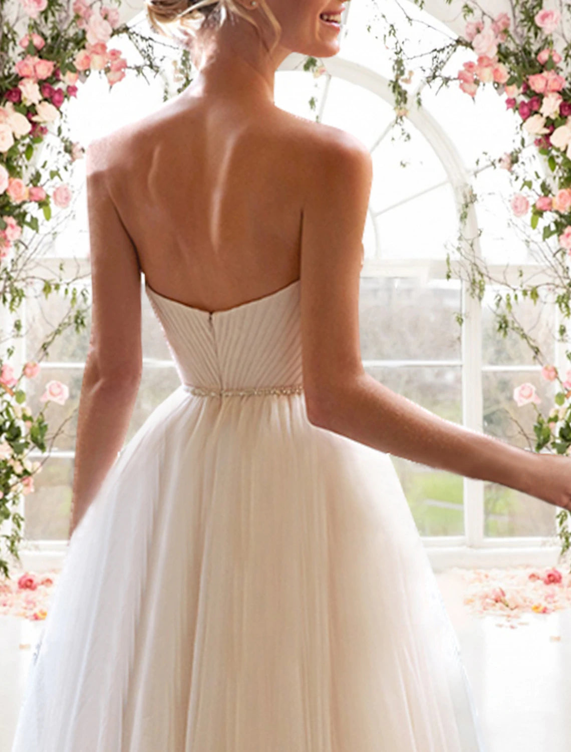 Reception Little White Dresses Wedding Dresses A-Line Sweetheart Strapless Tea Length Tulle Bridal Gowns