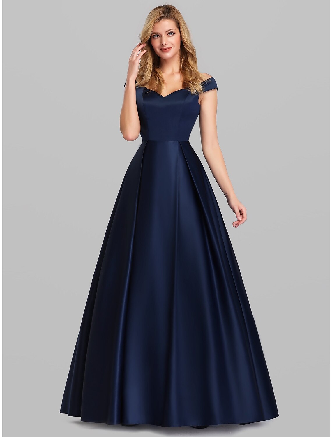 Weitese A-Line Evening Gown Party Dress Elegant & Luxurious Dress Wedding Guest Formal Evening Floor Length Sleeveless Plunging Neck Satin with Ruched