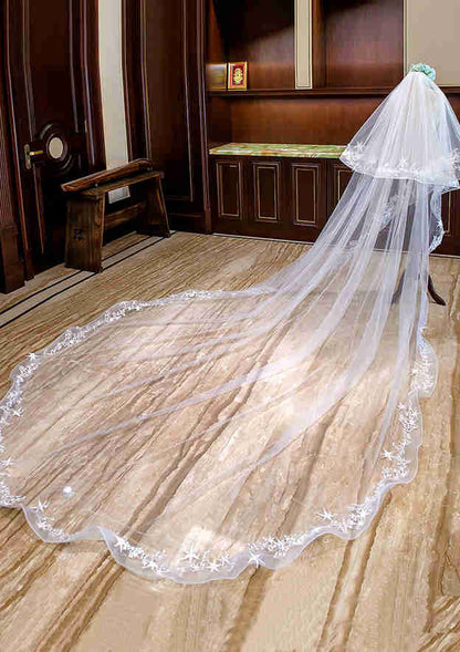 Two-tier Cathedral Bridal Veils With Lace