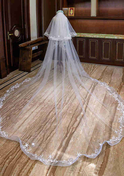 Two-tier Cathedral Bridal Veils With Lace