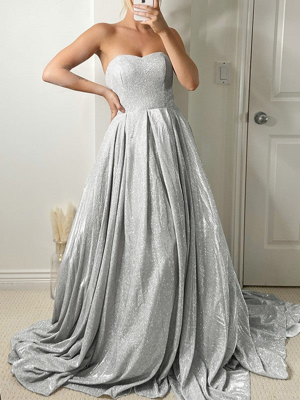 Ruffles Sleeveless Sequins Sweep/Brush Train Sweetheart Dresses