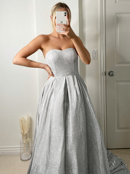 Ruffles Sleeveless Sequins Sweep/Brush Train Sweetheart Dresses