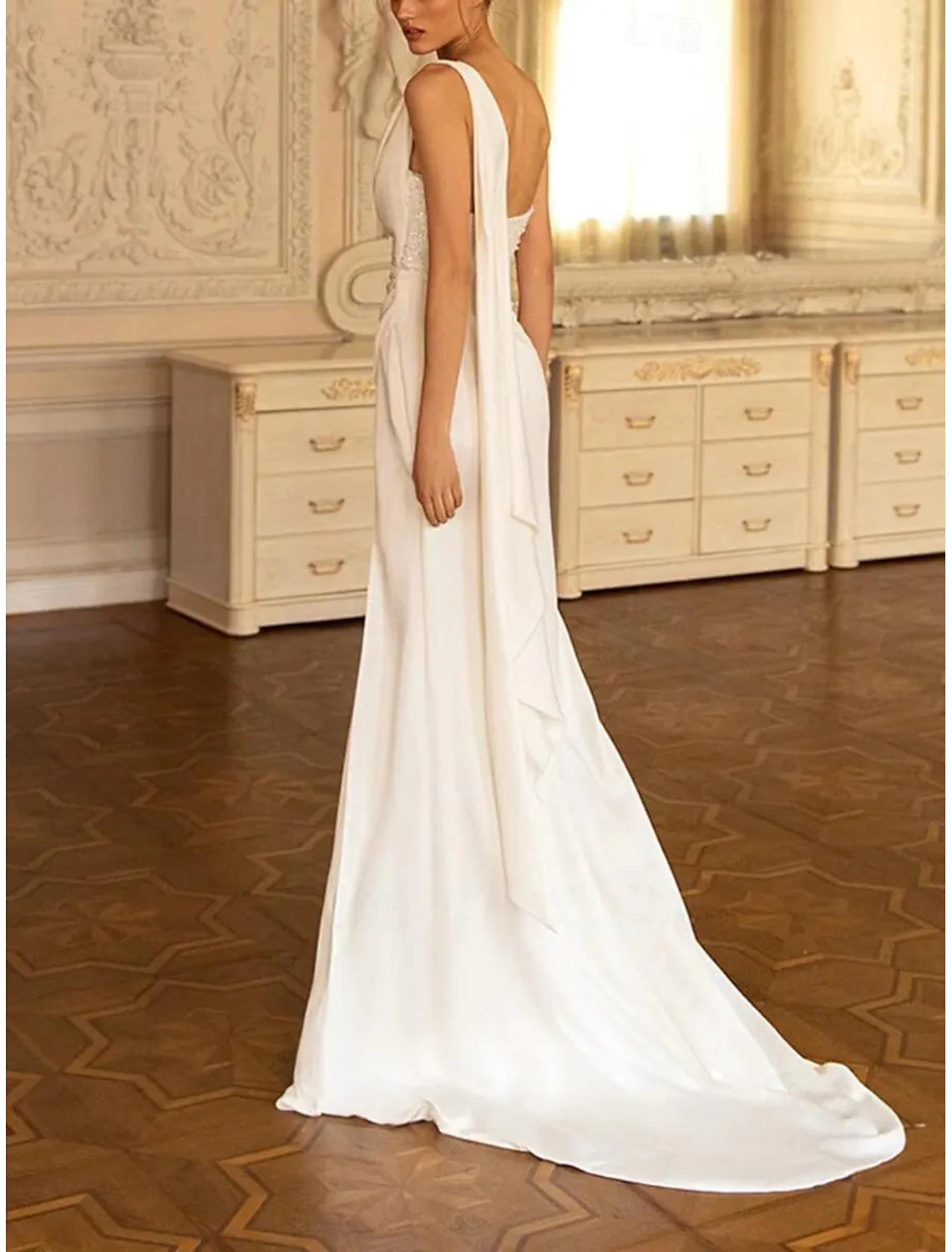 Wedding Dresses Ball Gown Off Shoulder V Neck Regular Straps Sweep / Brush Train Satin Bridal Gowns