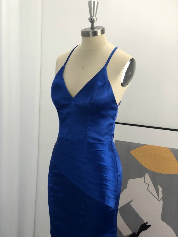 Sleeveless Sweep/Brush Train With Ruched Silk like Satin Dresses