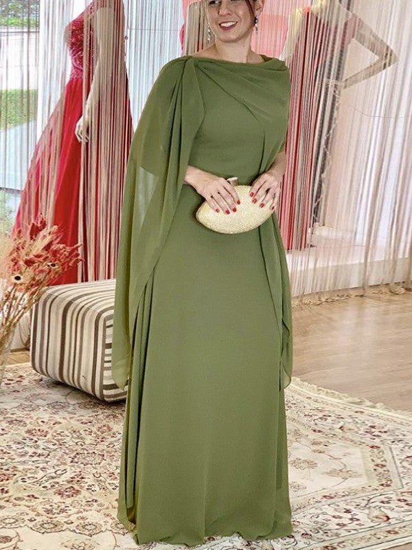 Chiffon Ruched Scoop Sleeveless Floor-Length Mother of the Bride Dresses