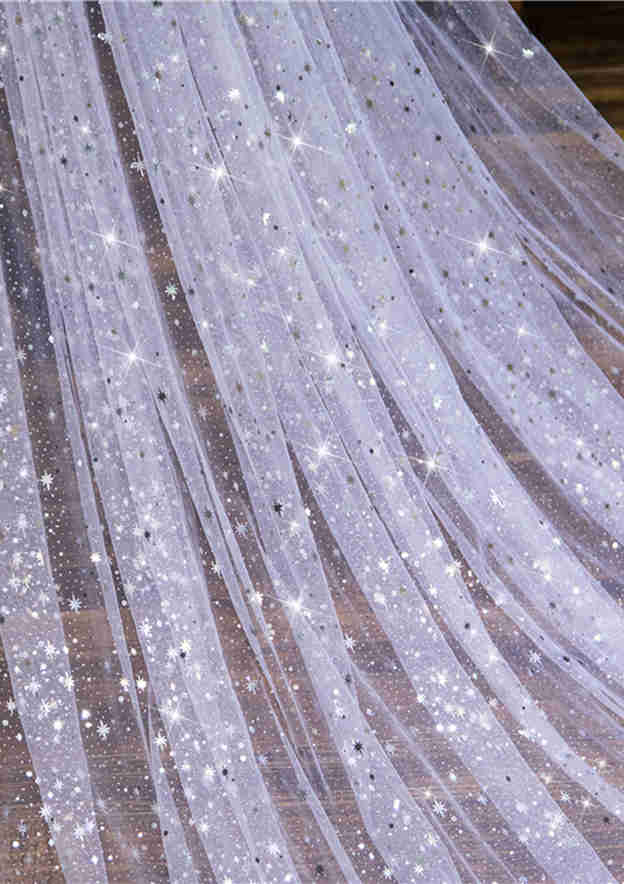 One-tier Cathedral Bridal Veils With Sequin