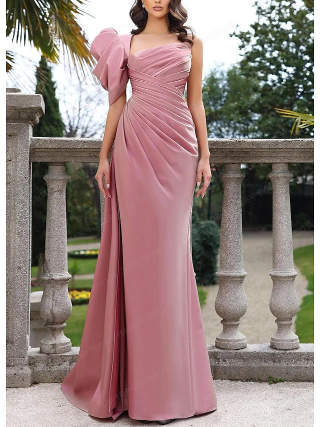 Sheath One-Shoulder Floor-Length Prom Dresses