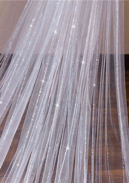 One-tier Cathedral Bridal Veils With Sequin