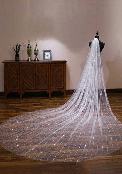 One-tier Cathedral Bridal Veils With Sequin