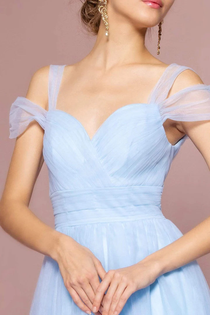 Weitese Shoulder Sweetheart Neck Tulle A-Line Gown