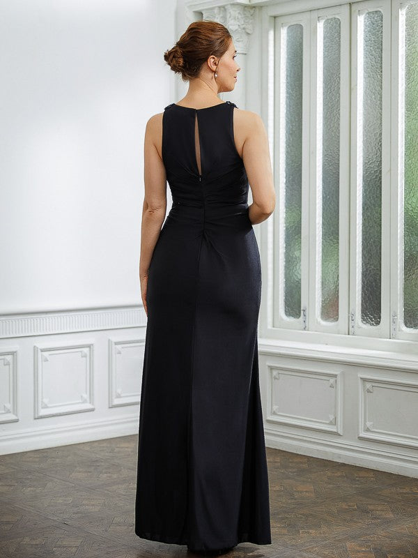 Ruched V-neck Sleeveless Floor-Length Mother of the Bride Dresses