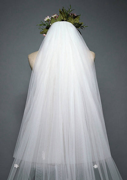 Two-tier Cathedral Bridal Veils With Applique