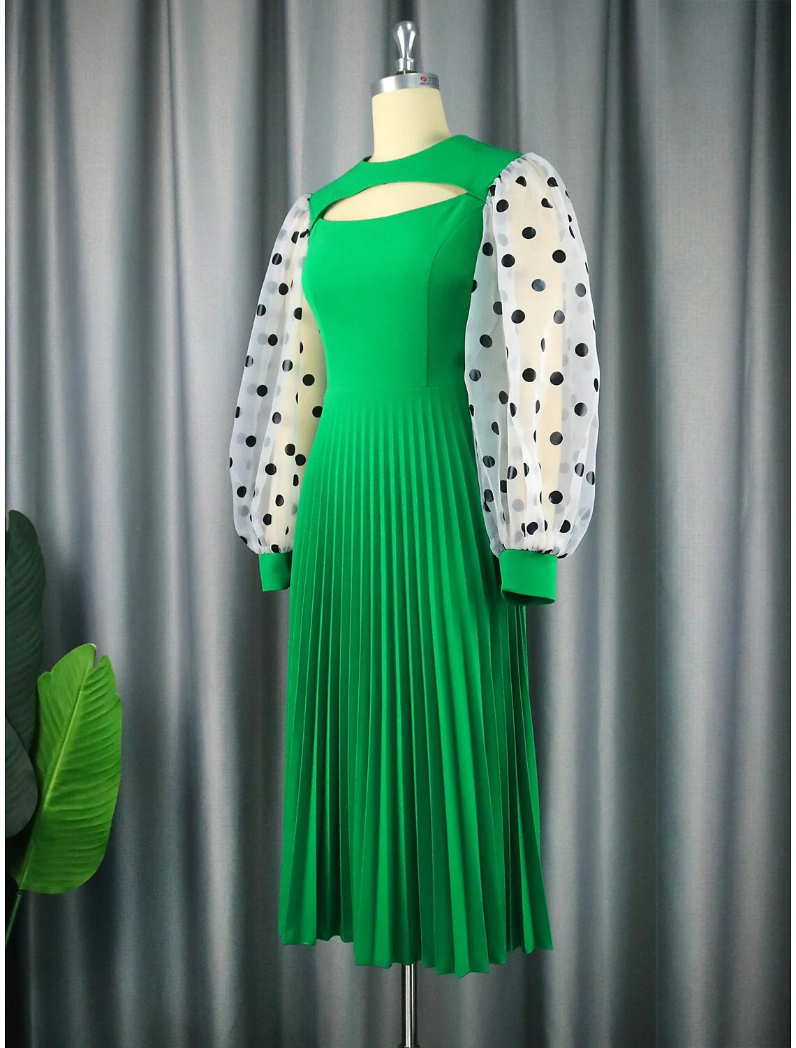 A-Line Party Dresses Cut Out Dress Cocktail Party Tea Length Long Sleeve Jewel Neck Chiffon