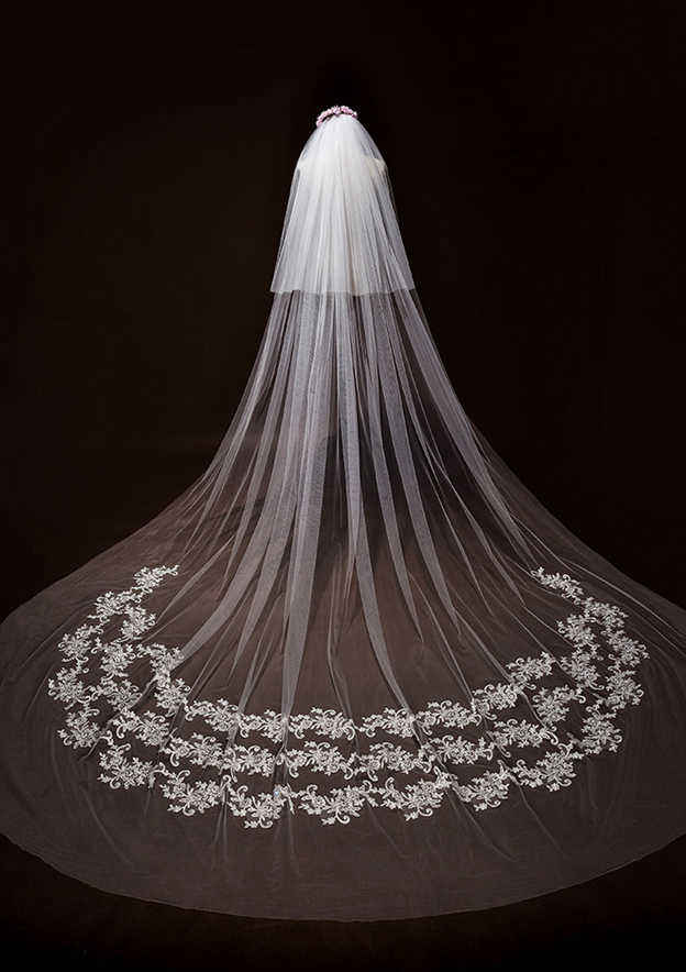 Two-tier Cathedral Bridal Veils With Lace