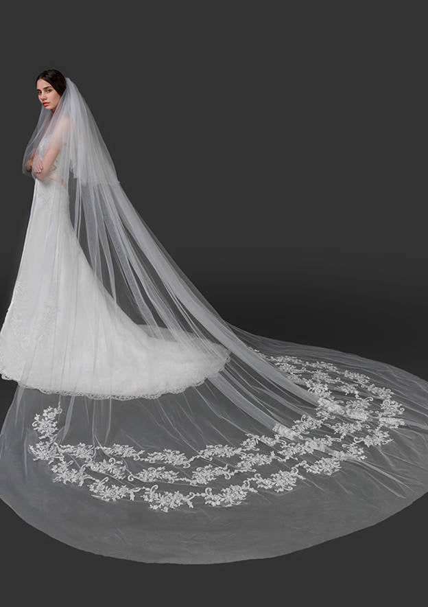 Two-tier Cathedral Bridal Veils With Lace