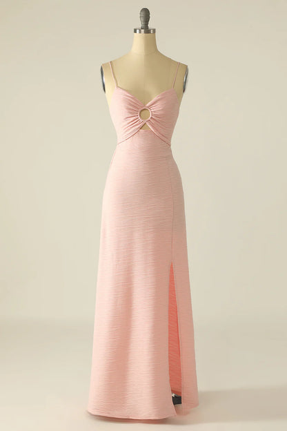 Spaghetti Straps Cut Out Wedding Guest Dress With Bow