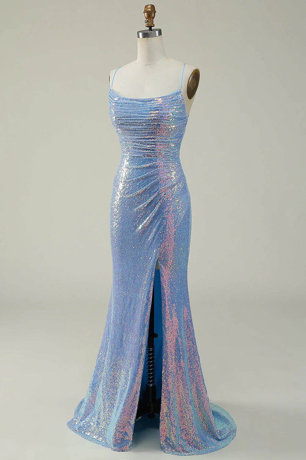 Sequined Spaghetti Straps Mermaid Prom Dress