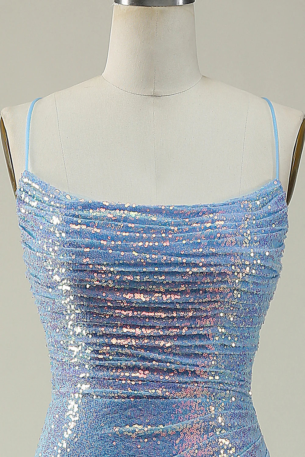 Sequined Spaghetti Straps Mermaid Prom Dress